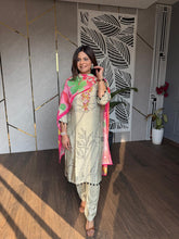 Pure muslin suit with muslin dupatta
